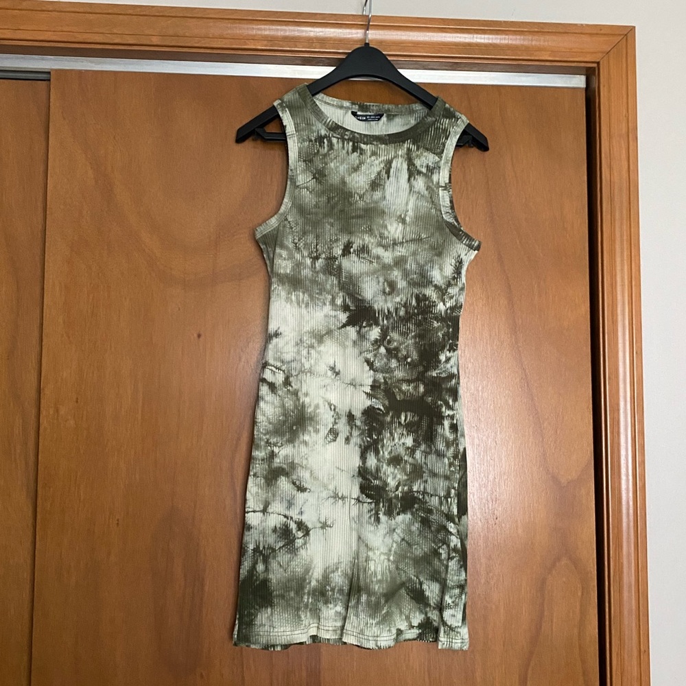 SheIn Army Green Ribbed Knit Dress